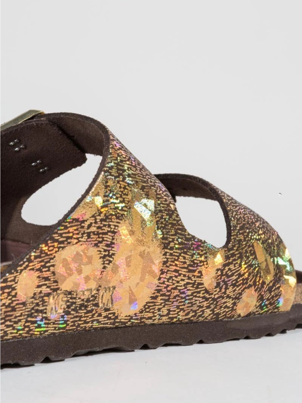 Birkenstock Arizona LUX Arizona Brown & Metallic Sandal in Iridescent Gold, USED - Picture 6 of 17